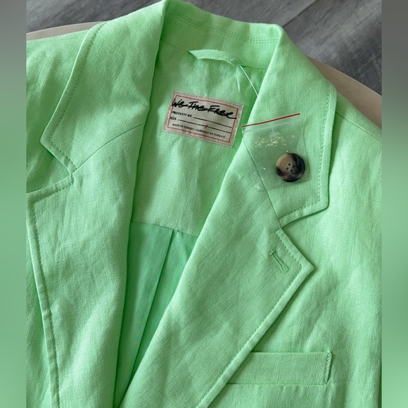 We The Free FP Lime Green Sleeveless Linen Vest Blazer. - Picture 9 of 14